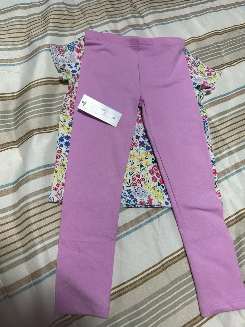Self-Brand Floral Tee & Lilac Leggings Kids Matching Set